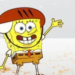 SpongeBob Kanciastoporty w kasku, macha ręką. Jedna z ulubionych spongebob postacie, gotowa na przygodę!