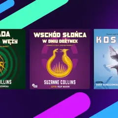 Okładki książek z cyklu Igrzyska Śmierci: Ballada ptaków i węży, Wschód słońca w dniu dożynek, Kosogłos.
