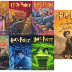 Kolekcja książek Harry Potter: Kamień Filozoficzny, Komnata Tajemnic, Więzień Azkabanu, Czara Ognia, Zakon Feniksa, Książę Półkrwi i Insygnia Śmierci.