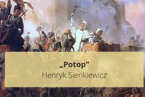 Obraz przedstawia scenę bitwy z powieści "Potop" Henryka Sienkiewicza, gdzie Janusz Radziwiłł dowodzi wojskami.
