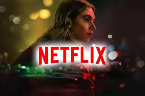 Kobieta w świetle neonów, logo Netflix. Szukasz fajnych filmów na Netflix?