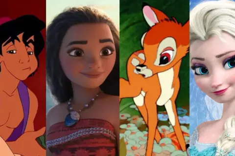 Aladyn, Moana, Bambi i Elsa – bohaterowie kultowych bajek Disney, którzy podbijają serca widzów od lat.