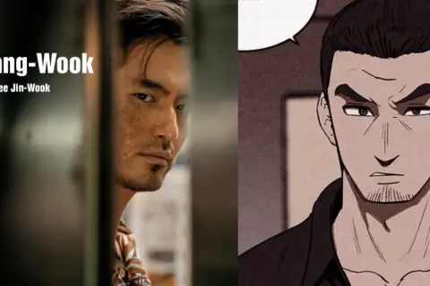 Pyeon Sang-Wook, grany przez Lee Jin-Wooka, w dwóch odsłonach: realistycznej i komiksowej.