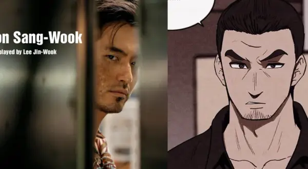 Pyeon Sang-Wook, grany przez Lee Jin-Wooka, w dwóch odsłonach: realistycznej i komiksowej.