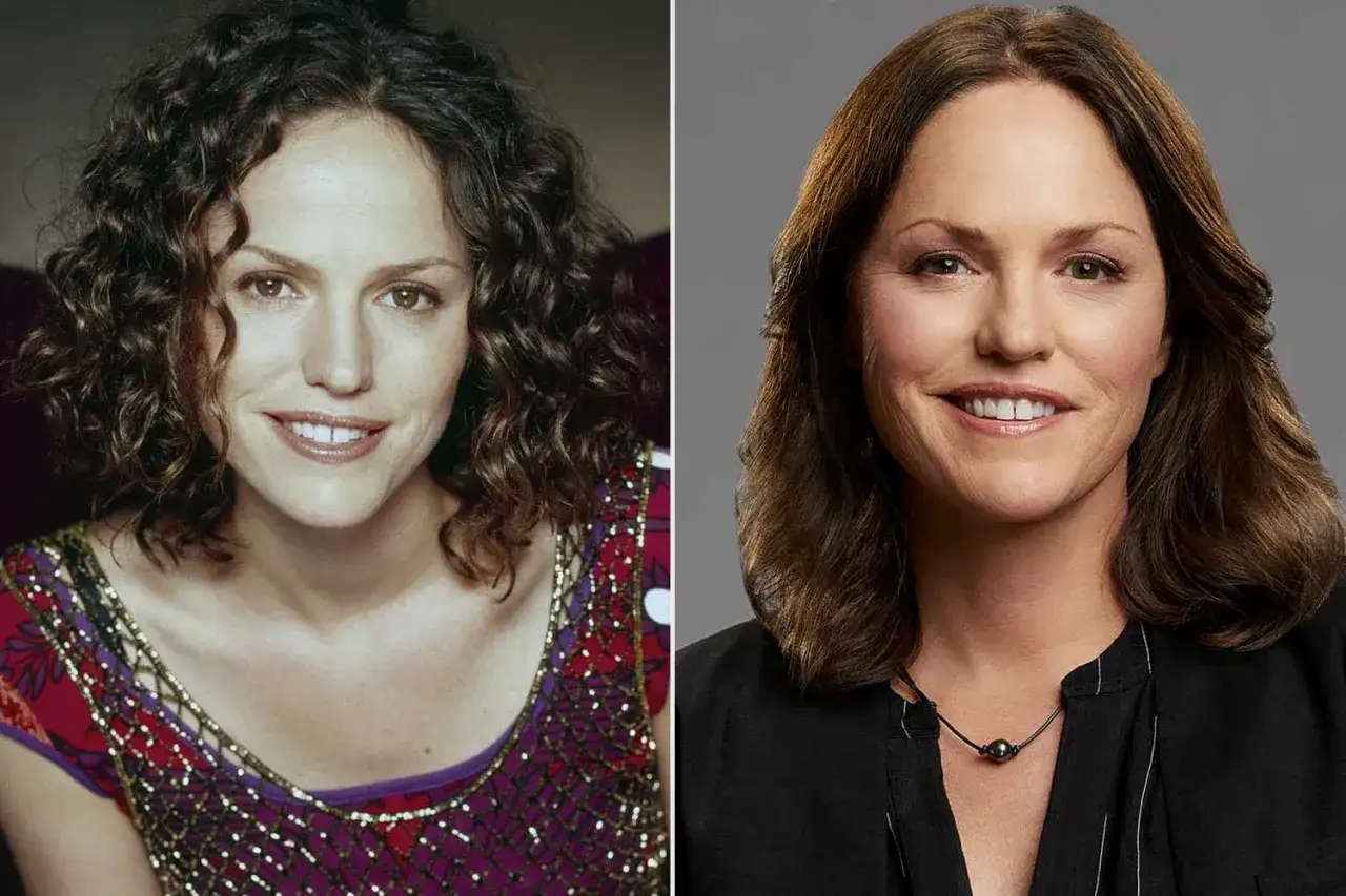 Jorja Fox, znana z roli Sary Sidle w serialu CSI: Kryminalne zagadki Las Vegas, na zdjęciu z młodości i obecnie.