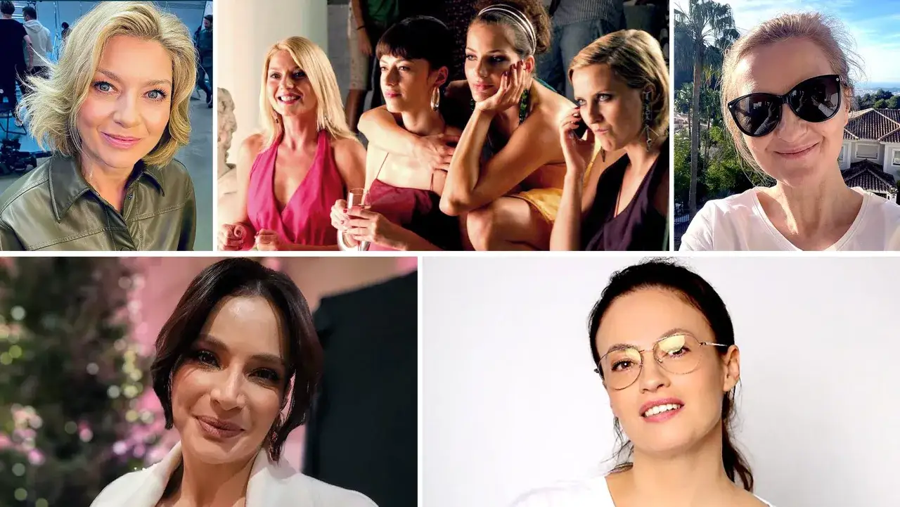 Lejdis obsada: Kobiety na zdjęciach, w tym aktorki z filmu, prezentują różne stylizacje i nastroje.