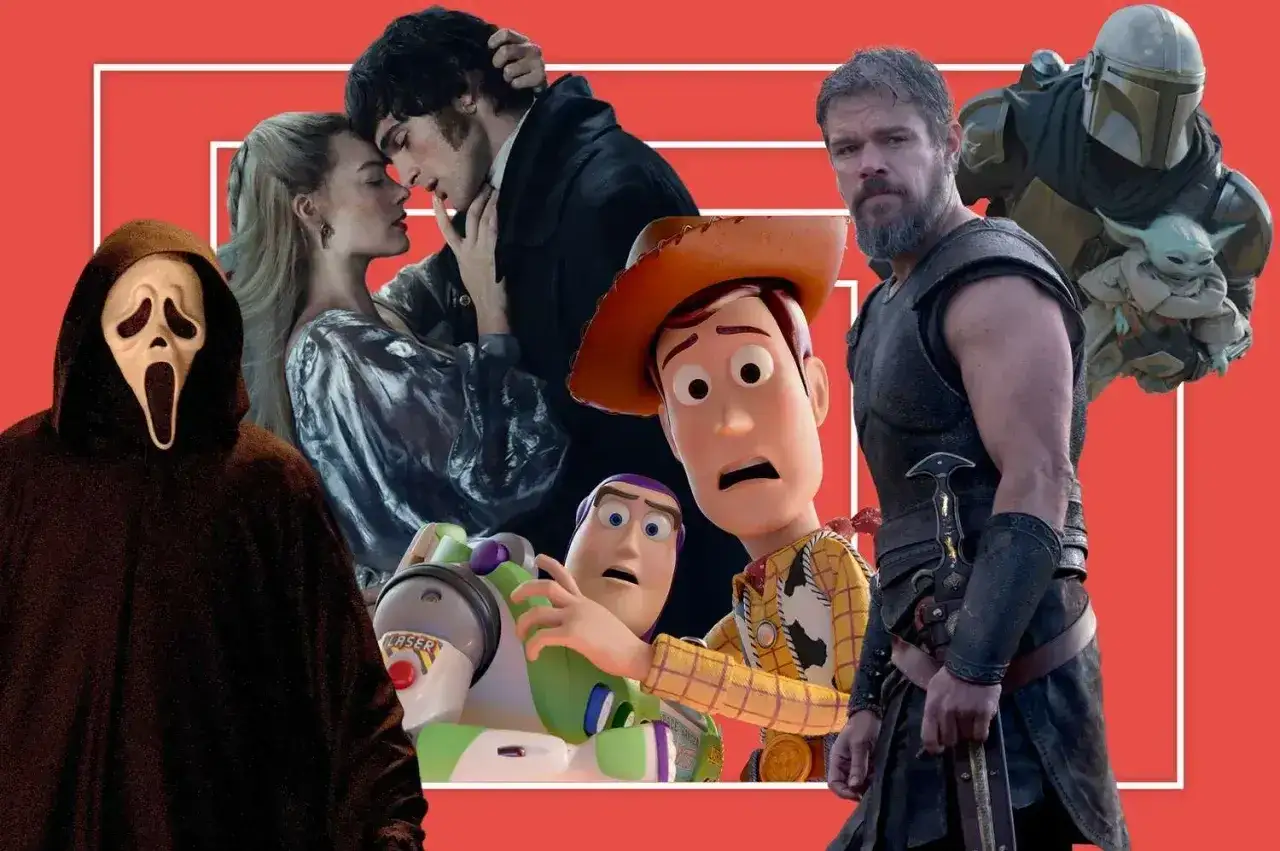 Ghostface, para z filmu kostiumowego, Woody i Buzz z Toy Story, a także postacie z 