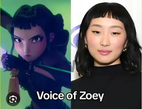 Kpop demon hunters obsada: animowana Zoey i aktorka, która jej użycza głosu.