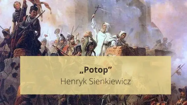 Obraz przedstawia scenę bitwy z powieści "Potop" Henryka Sienkiewicza, gdzie Janusz Radziwiłł dowodzi wojskami.